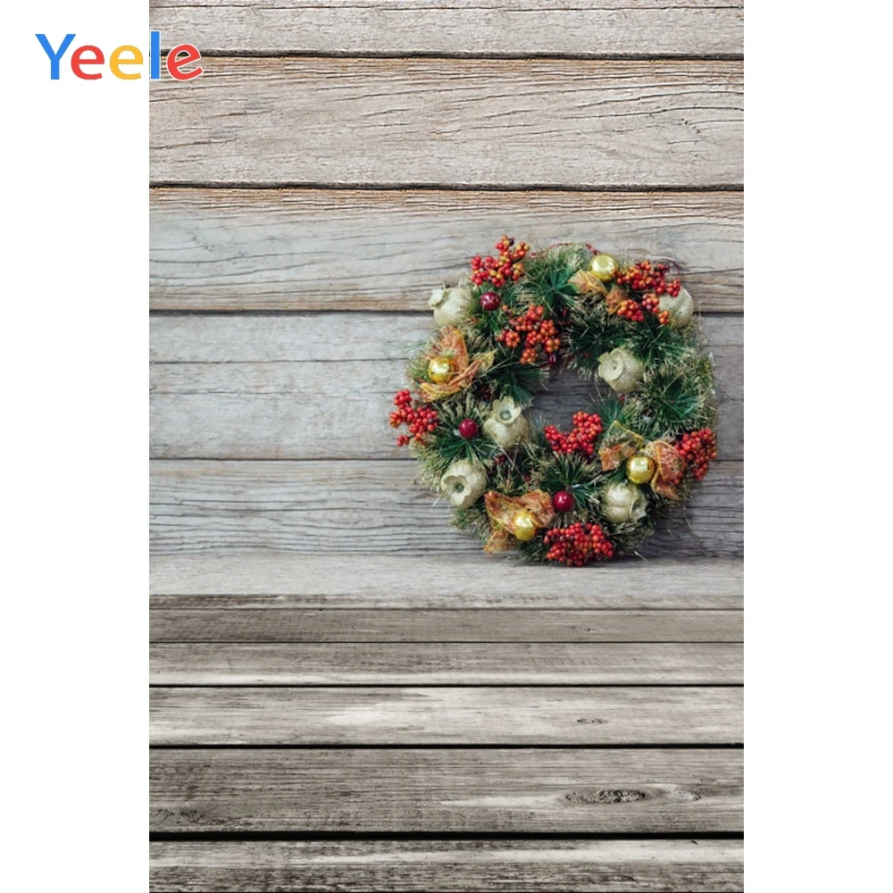 

Christmas Wreath Vantage Wooden Floor Home Decoration Backdrop Photography Custom Photographic Background For Photo Studio