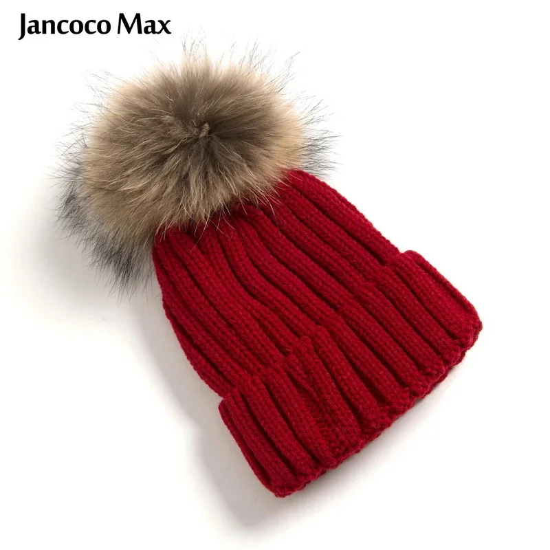 Шапка Jancoco Max с помпоном из натурального меха для мужчин и женщин шапка енота