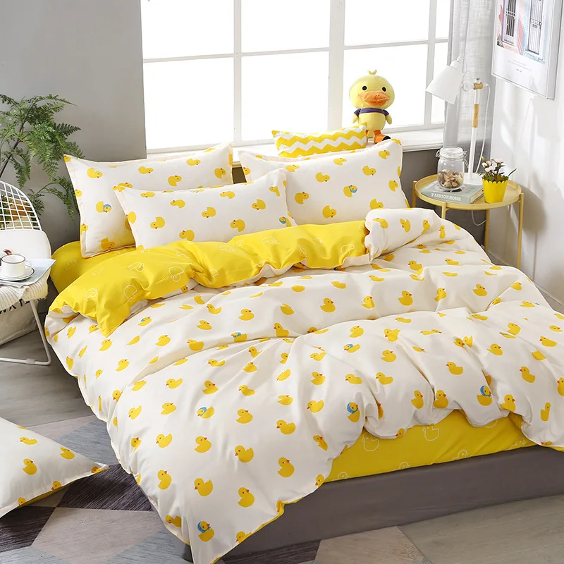 Постельное белье с мультяшным желтым ананасом милый комплект постельного белья