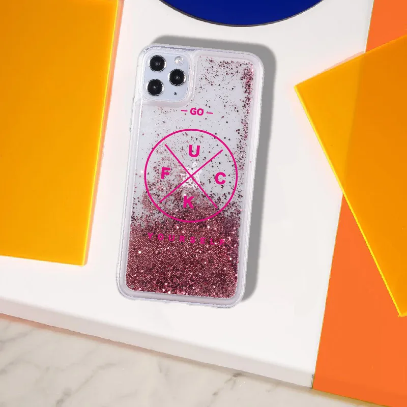 

I Don't Care Quote Swag Sparkle Liquid Real Glitter Phone Case Fundas Cover for iPhone 11 X XS XR Max Pro 7 8 7Plus 8Plus 6