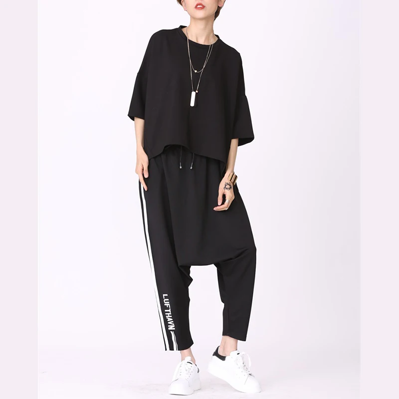 XITAO Черная Женская футболка с молнией сзади Лоскутная размера плюс повседневная