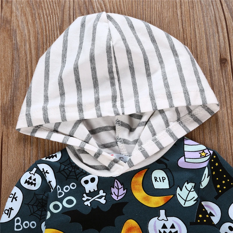 Костюм детский хлопковый с капюшоном и принтом в виде тыквы летучей мыши |