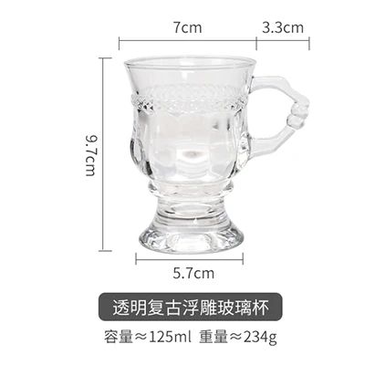 

Vintage Glass Cup Transparent Handle Carved Small Vodka Wine Glass Cocktail Copas De Cristal De Colores Bar Container ED50JB