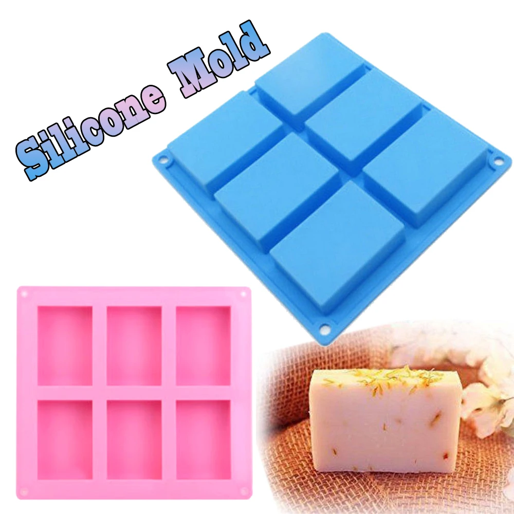 6 полости простой базовый Прямоугольник Силиконовые формы для мыла Выпекание