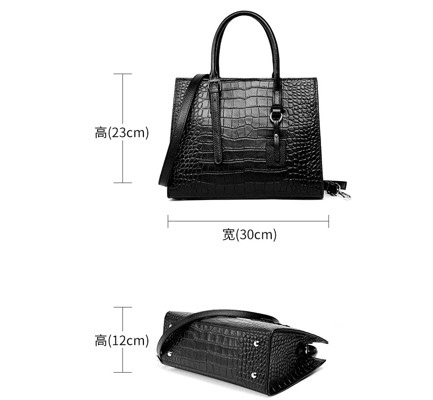 New Casual Famous Brand High Quality Large Capacity Genuine Leather Women Handbags Solid Zipper Boston Tote Cow Leather Tote Sac