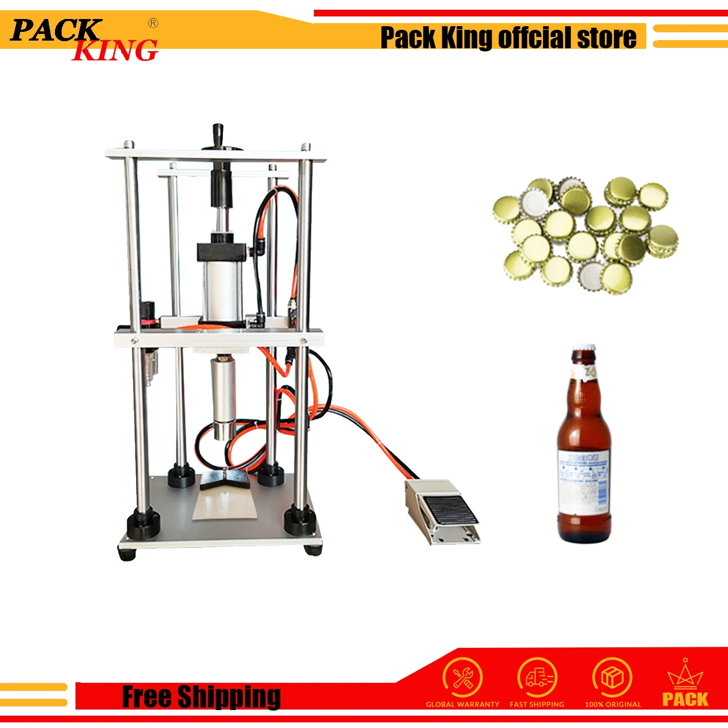 

Pneumatic Crown Beer Cap Capper Soda Water Steamwater Carbonated Drinks Bottle Lid Locking Lock Capping Machine Free Shipping