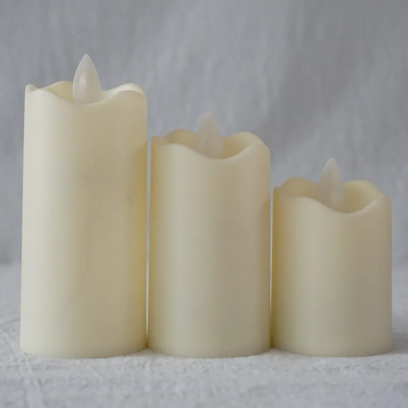 

3pcs Electronic Candles Flicker LED Tea Light Flameless Battery Opertate Bedside Lamp 7/9/11CM Wedding Valentine's Day Lighting