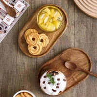 wooden tray oval solid wood pan plate fruit dishes saucer tea storage tray dessert dinner plate tableware set