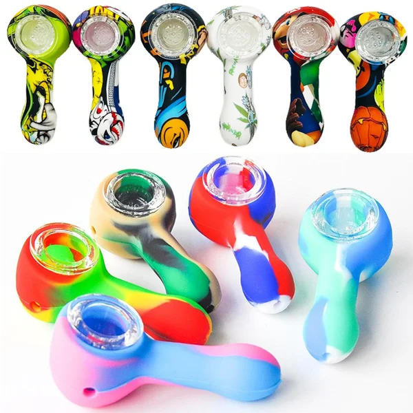 

3.14inch Silicone Smoking Pipes with Removal Bowls Handy Size Smoking Spoon Pipe