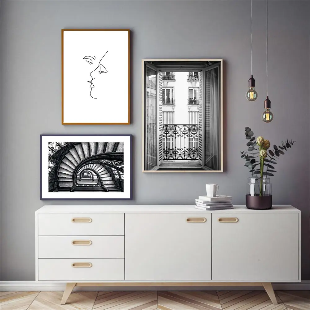 Модный настенный постер с изображением пары поцелуев черная белая линия рисунок