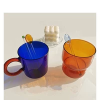 classical colorful transparent glass mugs milk mug yogurt tea office cups drinkware the best birthday gift for friends