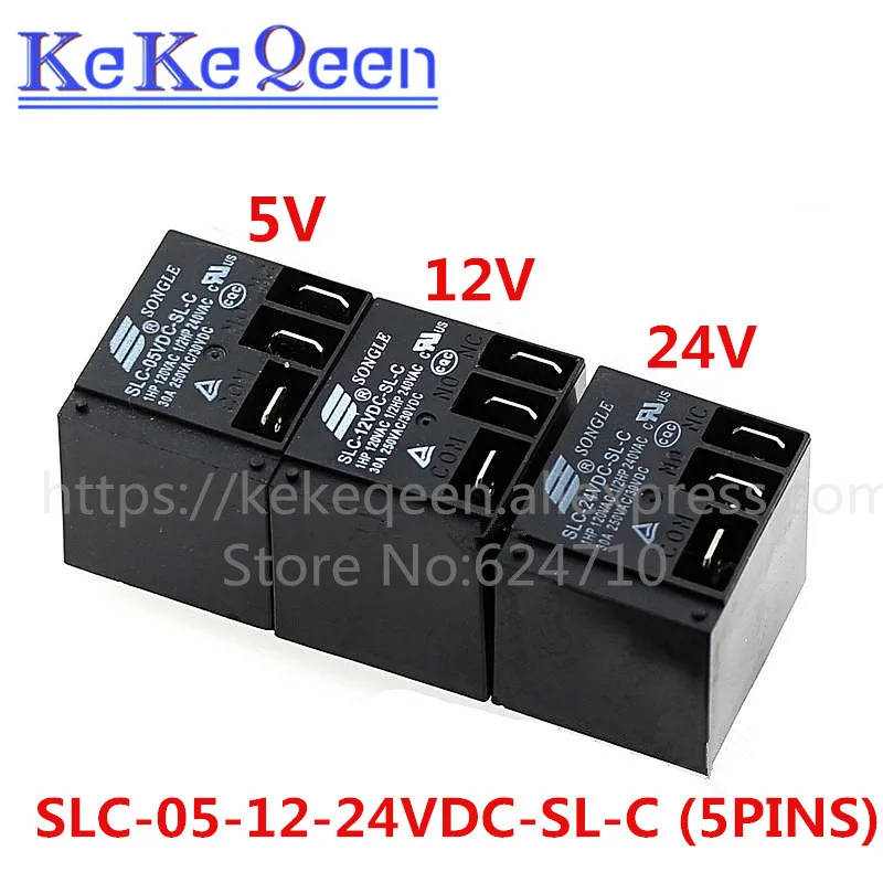 

10pcs/lot Power Relays SLC-05VDC-SL-C SLC-12VDC-SL-C SLC-24VDC-SL-C DIP-5 5V 12V 24V 30A T91 HF2100 A set of conversions 5PIN