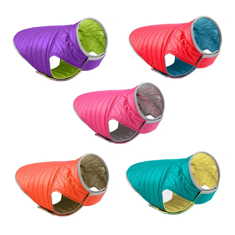 Теплая зимняя одежда для собак ветрозащитный водонепроницаемый двусторонний