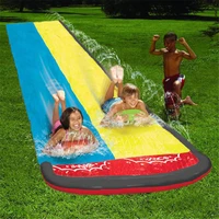 double surf water slides summer kids pvc outdoor water games toy fun lawn grass water slides pools for kids toboggan aquatique