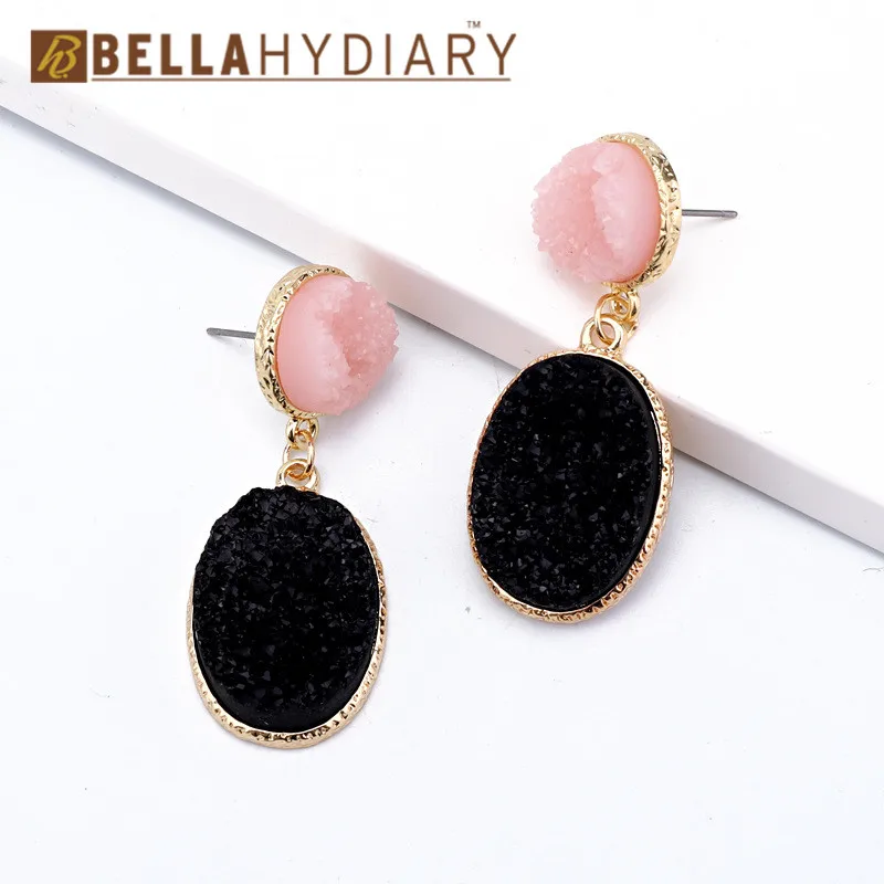8 Bijoux необычные серьги из смолы Druzy, большие геометрические Висячие серьги для женщин, ювелирное изделие, массивные серьги Mujer Moda Ohrringe - Окраска металла: 8