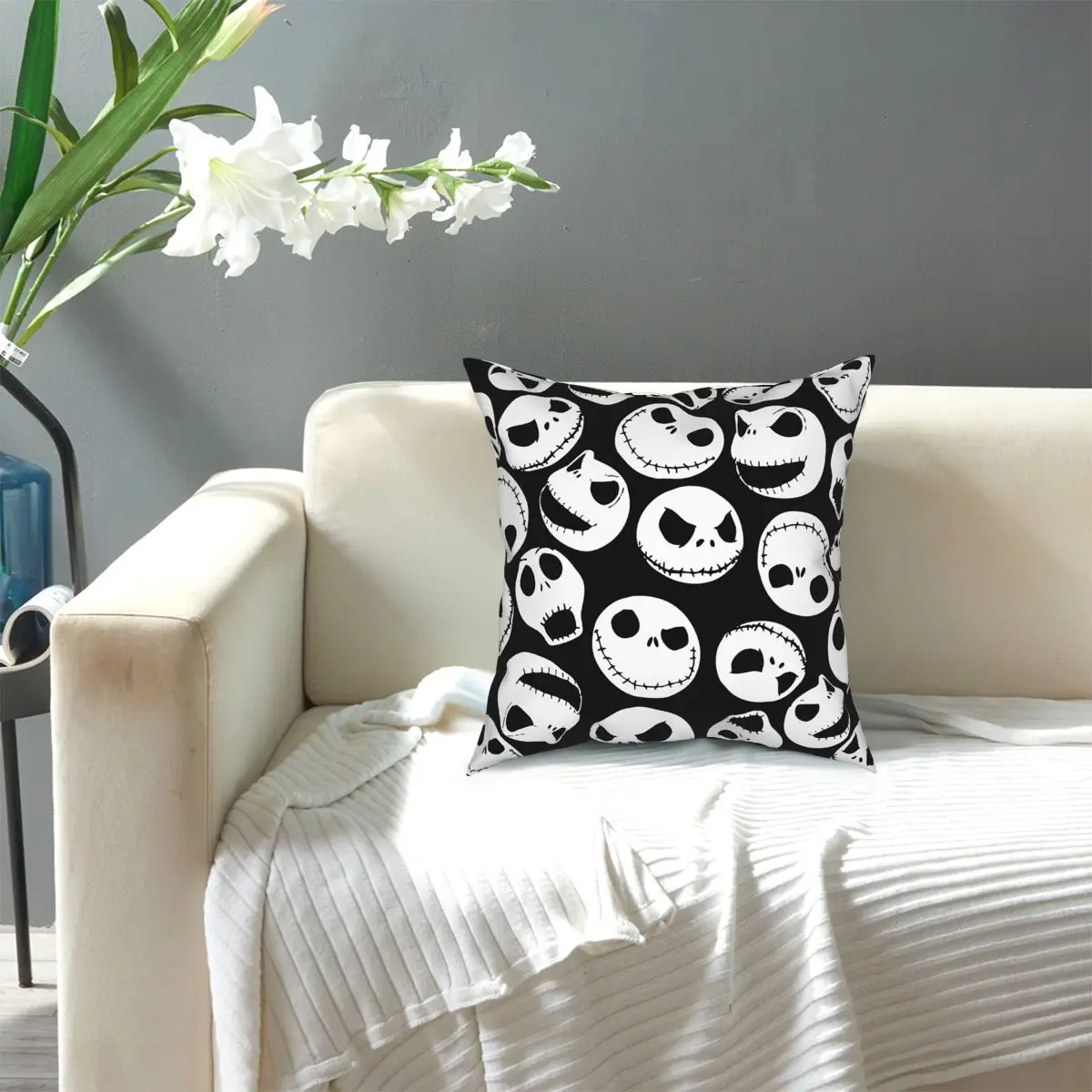 

Jack Skellington Pillow Case Decoration Pumpkin King Skull Nightmare Before Christmas Cushion Cover Throw Pillow for Living Room