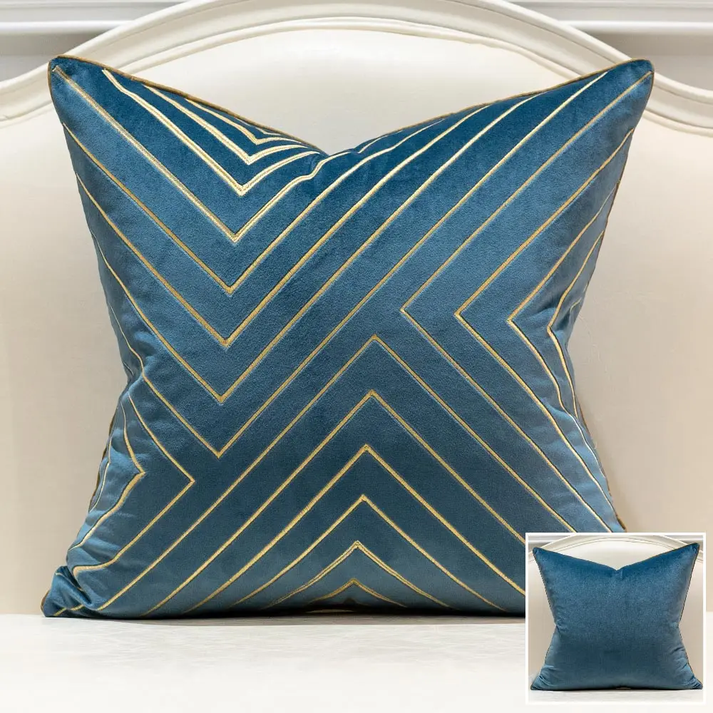 

Avigers Luxury Velvet Embroidery Cushion Covers Modern Multicolor Geometric Striped Patchwork Throw Pillow Cases