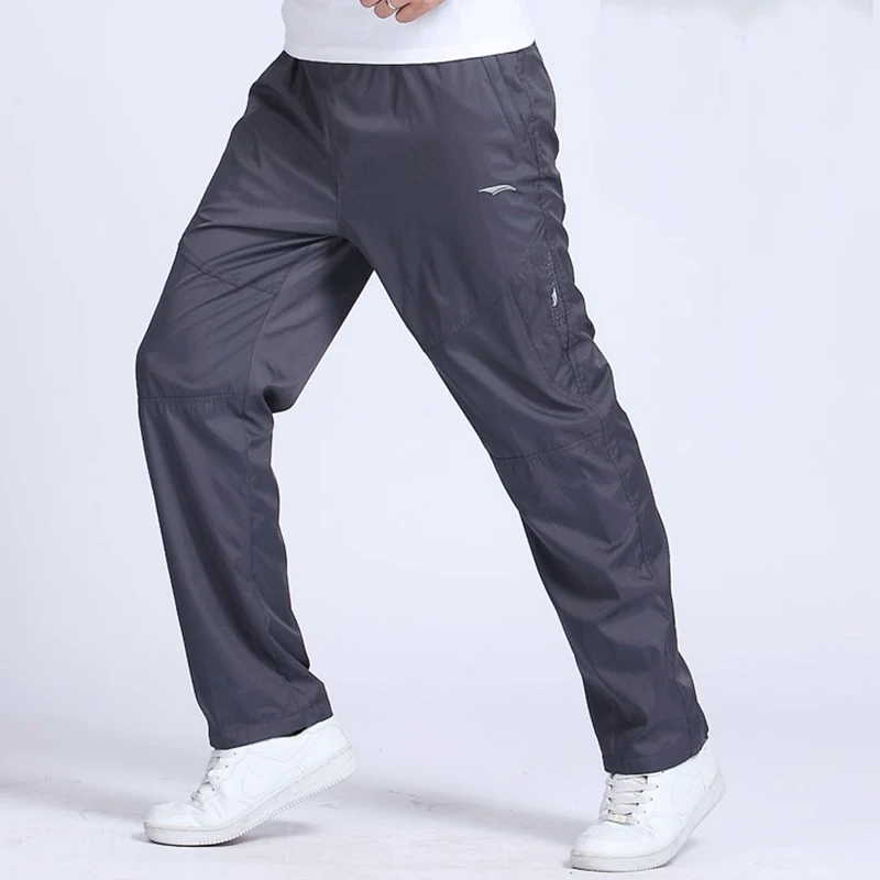 Брюки мужские спортивные тонкие дышащие свободные штаны повседневные Прямые