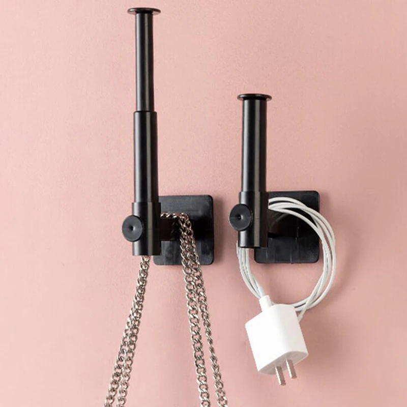 

Multifunctional Telescopic Hook L-shaped Wall Hook Roll Paper Bedroom Rack Organizer Bathroom Self-adhesive Lid For Kitchen