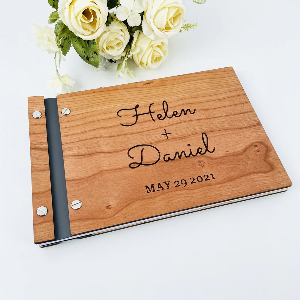 Personalized Guestbook Sign For Wedding Custom Rustic Memory Wooden Guest Signatures Book Album Baptism Mariage Decoration