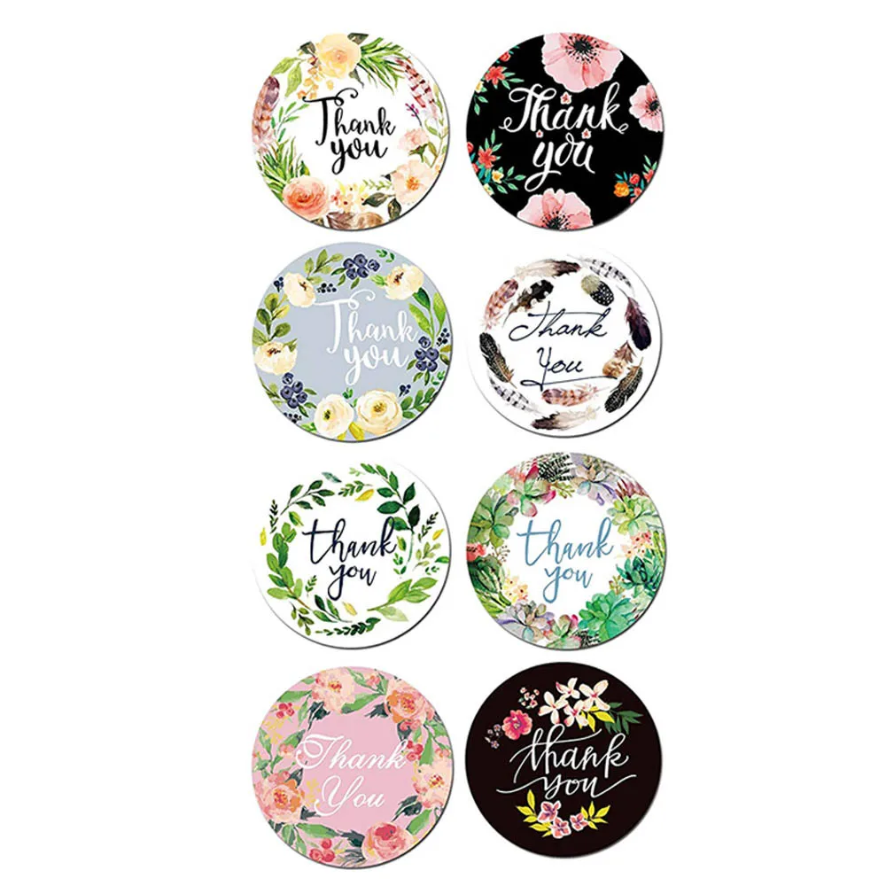 500pcs/roll Floral Thank You Sticker Scrapbooking Round Seal Labels for Bakeries Handmade Goods Small Business Owners | Дом и сад