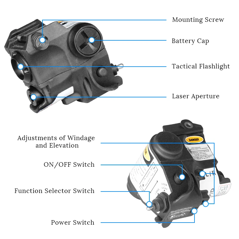 Тактический светодиодный белый светильник на заказ методом гравировки и