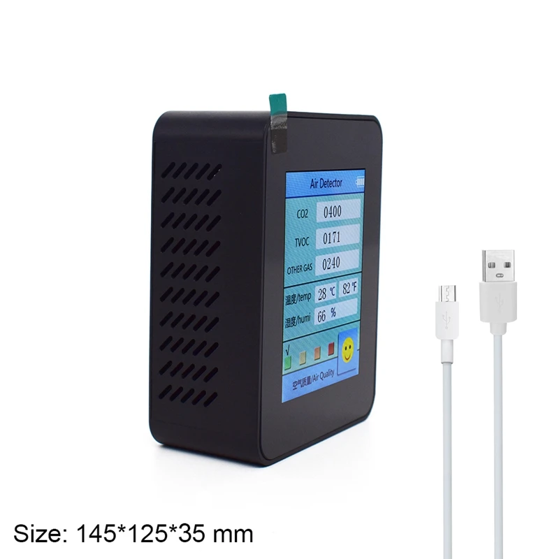 

CO2 Detector Household Air Quality Monitor CO2 Meter with Electricity Quantity Temperature Humidity