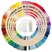 5 pieces bamboo embroidery hoops with 100 colors skeins embroidery thread floss cross stitch and needles