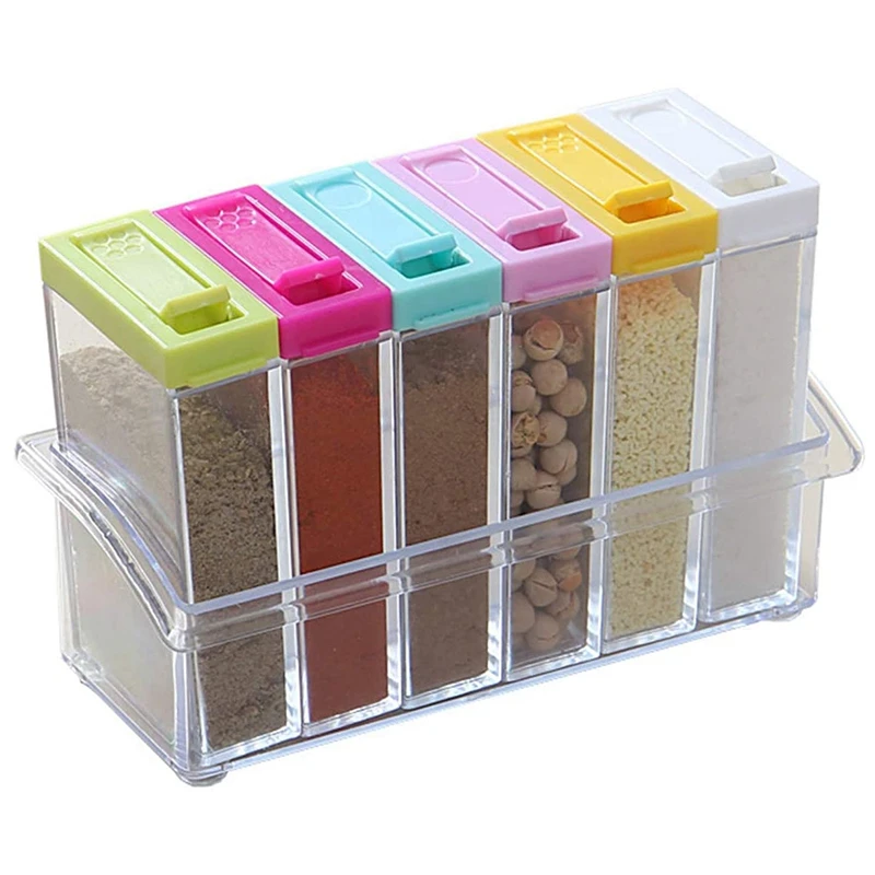 

6 Case Spice Shaker Jars,Plastic Salt and Pepper Shakers with Lid,Transparent Condiment Jar Storage Container Storage