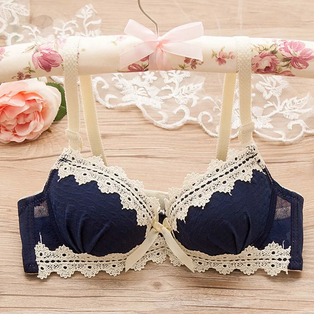 

Colorful Bras for Women Push Up Bra Seductive Lingerie With Lace And Bowknot Small Brassiere Underwear A B Cup