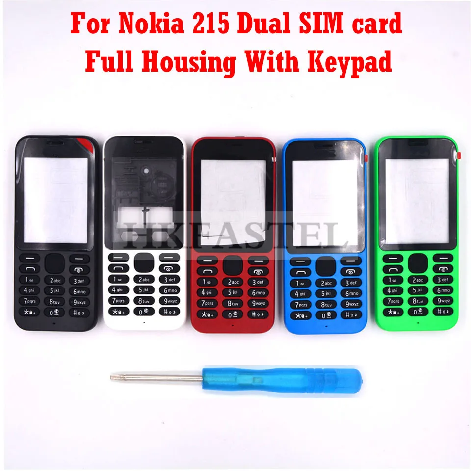 Hkfatel Высококачественная клавиатура корпуса для Nokia 215 две SIM-карты новый полный