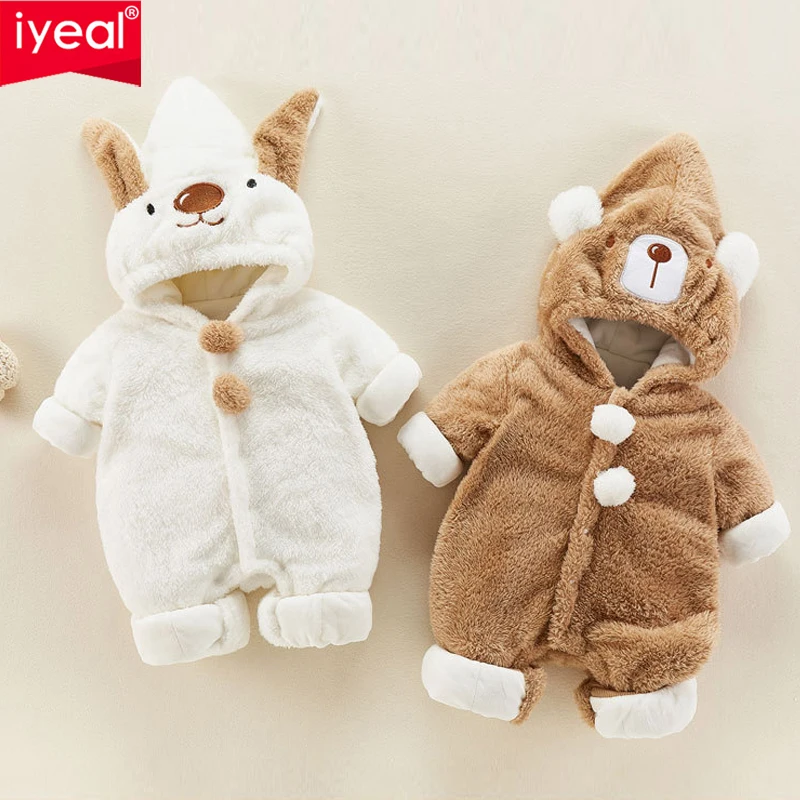 

Newborn Baby Romper Winter Costume Todder Boys Clothes Coral Fleece Warm Baby Girls Clothing Animal Hooded Overalls Jumpsuits