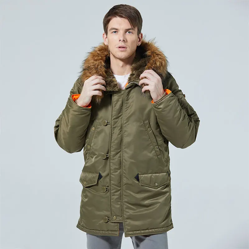

MGP Men's winter standard jacket classic n-3b parka for extreme cold weather waterproof removable faux fur around Hood