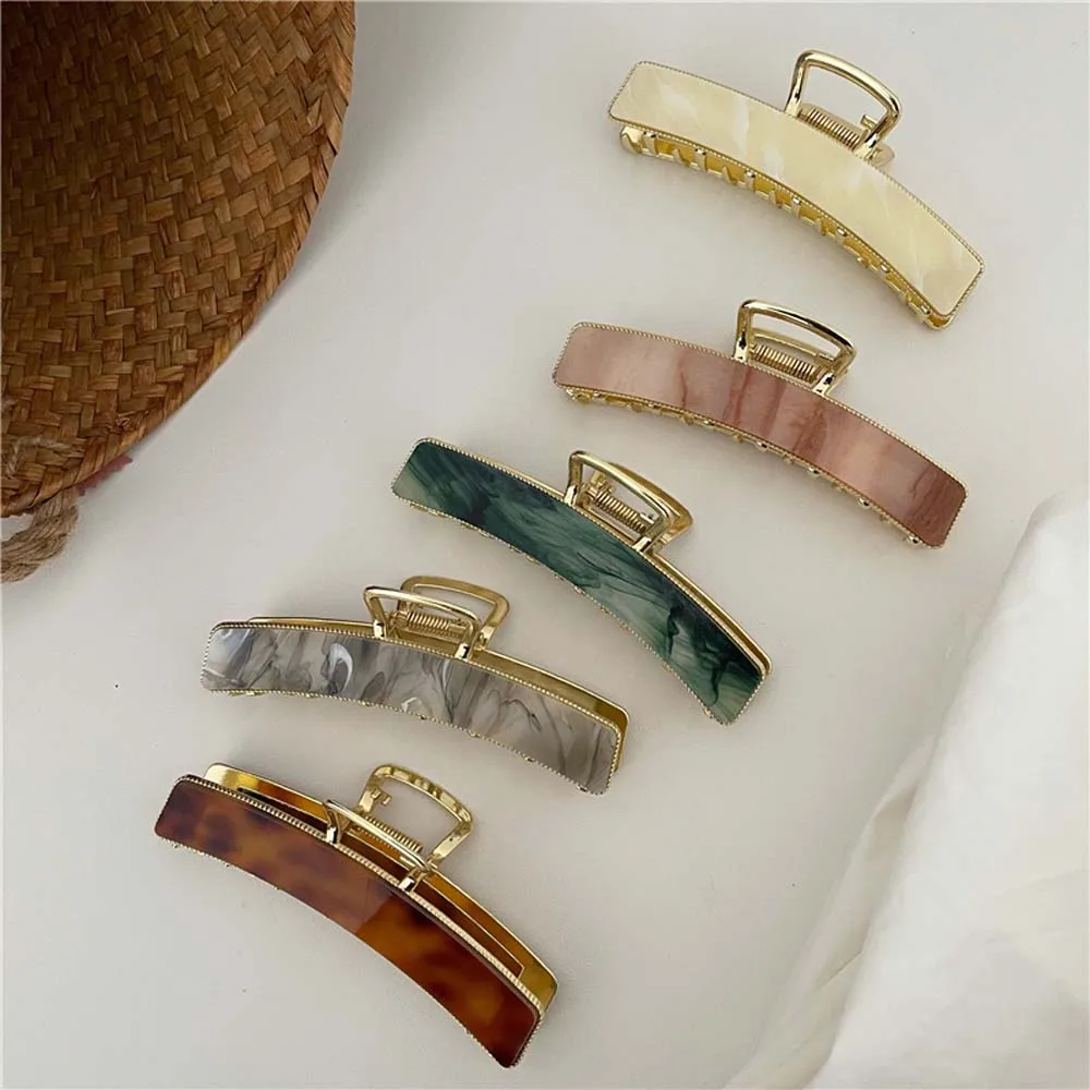 

1PC Metal Grabbing Clip Korean Retro Acetate Plate Hair Claw Female Geometric Square Large Size Hairpin Hair Accessories