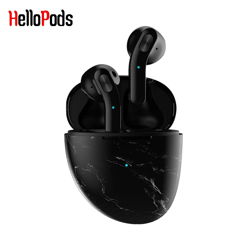 

HelloPods H32T наушники-вкладыши TWS с Беспроводной Bluetooth гарнитура Мрамор дизайн Hi-Fi наушники с микрофоном Шум снижение большой зарядным устройств...