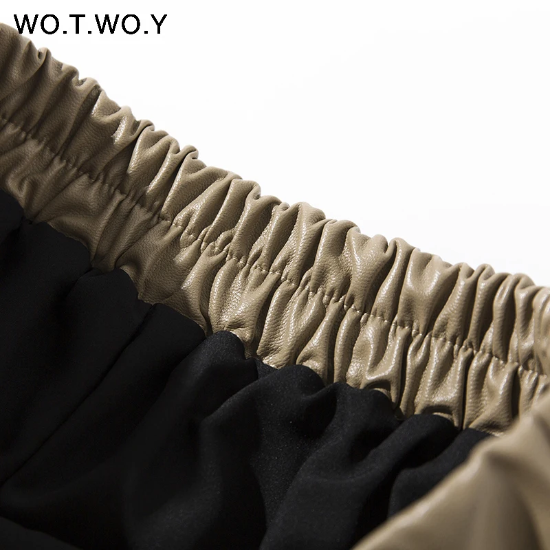 Женские юбки до середины икры WOTOWY повседневные однотонные из искусственной кожи