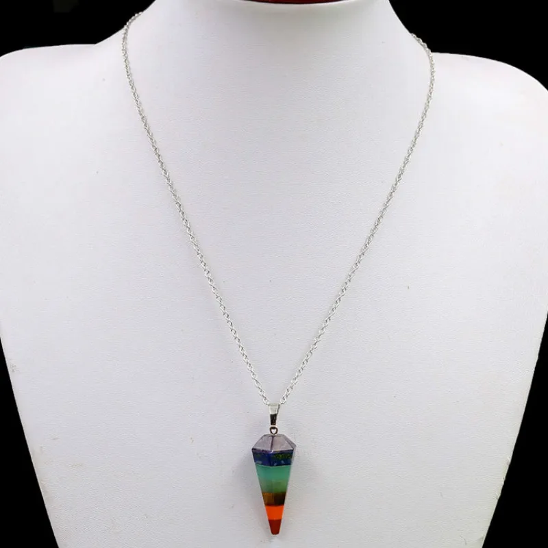 Ожерелье с натуральными камнями 7 чакр кварц маятниковая подвеска ожерелье для