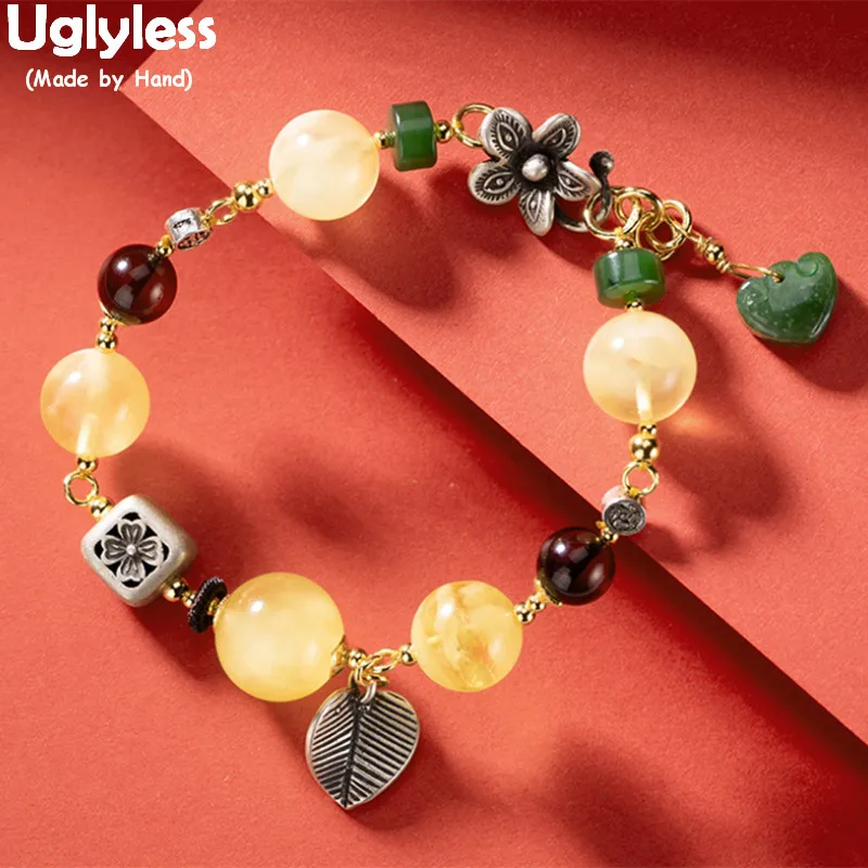 Uglyless тайские серебряные бусины Винтажные Ювелирные изделия для женщин природный