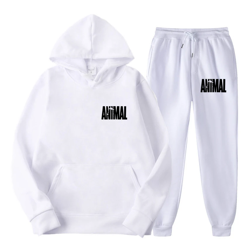 

2021 Tracksuit Men 2 Piece Sets Sweatshirt + Sweatpants Sportswear Animal Hoodies Casual Male Clothing Ropa Hombre Size S-3XL
