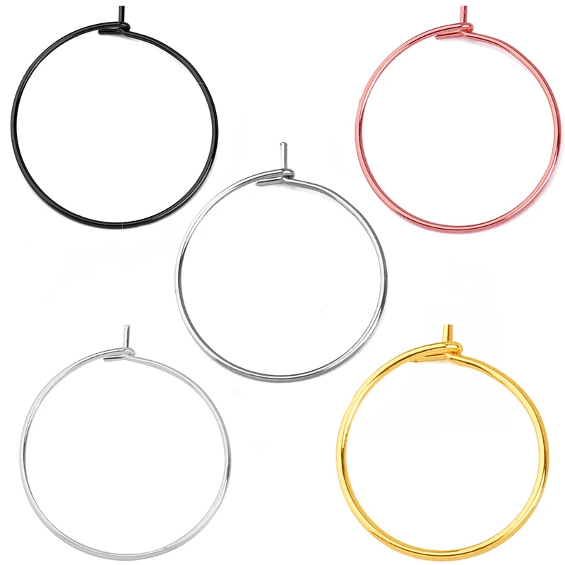 

50pcs 20/25mm Stainless Steel Gold Silver Big Circle Wire Hoops Loop Earrings for DIY Dangle Earring Jewelry Making Accessories