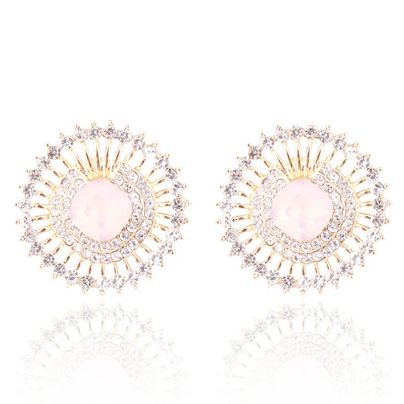 opal pink LUBOV, Кристальные стразы, серьги-гвоздики для женщин, ювелирные изделия для рождественской вечеринки, трендовые Свадебные ювелирные изделия, 4 цвета, новинка - Окраска металла: opal pink