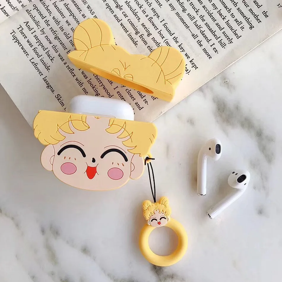 For AirPods 1/2 Case Cute Cartoon Squirrel Earphone Cases For Apple Airpods 2 Kawaii Soft Protect Cover with Finger Ring Strap