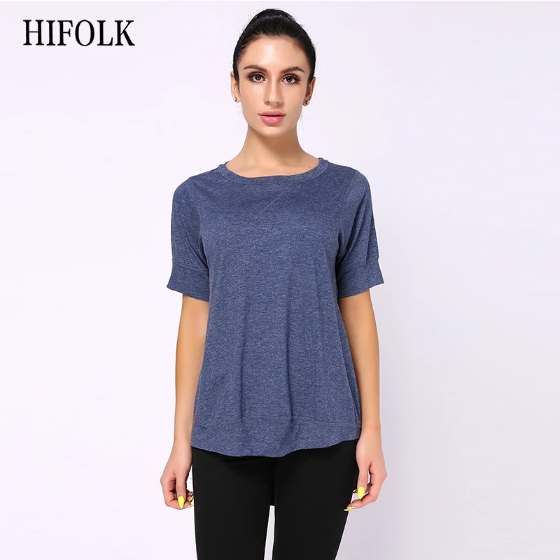 HIFOLK высокое качество женские футболки черные короткий рукав топы простые