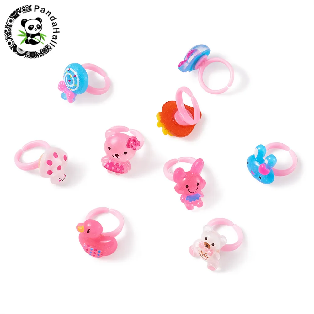 Милые детские украшения на день рождения пластиковые кольца для девочек с
