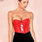 Летнее Сексуальное Женское боди из ПВХ кожи и латекса, эластичное глянцевое Сексуальное белье без бретелек, латексный костюм, блестящая одежда для сна