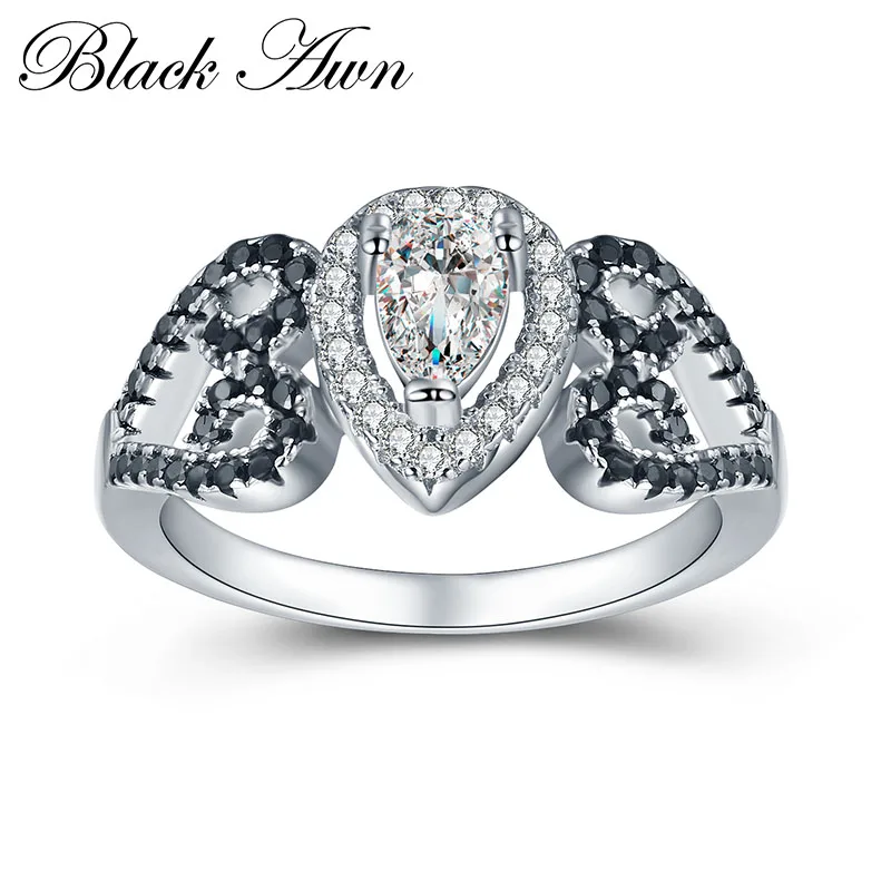 BLACK AWN 2021 New Genuine 100% Sterling 925 Silver Jewelry Square Engagement Rings for Women Gift C401