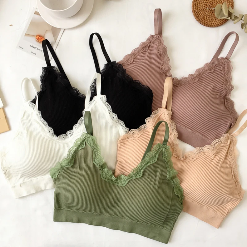 Спортивный бюстгальтер для девушек поддерживающий хлопковый женский кружевной