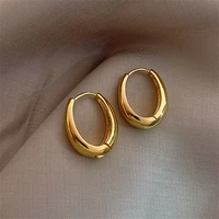 2021 new classic copper alloy smooth metal hoop earrings for woman fashion korean jewelry temperament girls daily wear earrings