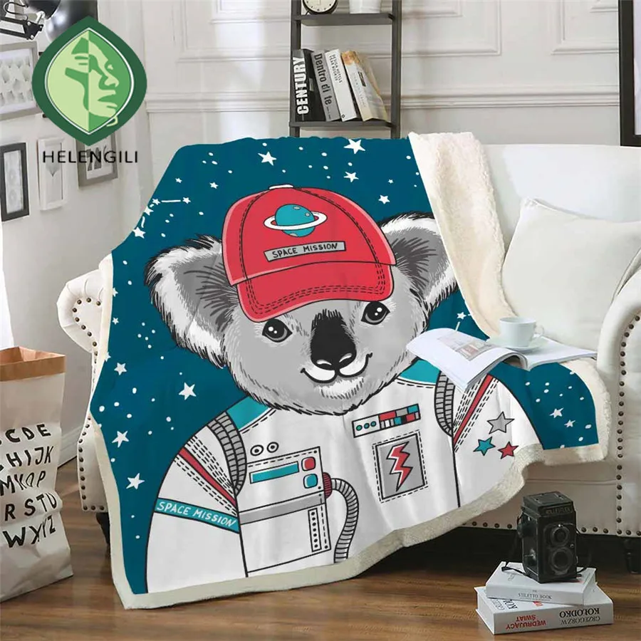 Одеяло из шерпы HELENGILI Koala женское цветочное покрывало бархатное плюшевое мягкое