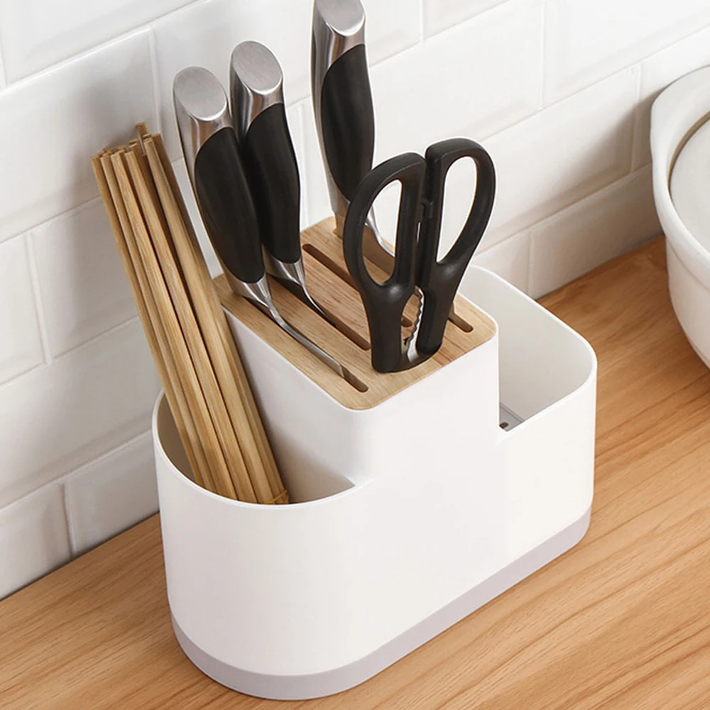 

Utensil Holder Knife Block ABS Flatware Drainer Storage Box Spoon Fork Chopsticks Kitchen Organizer Rack